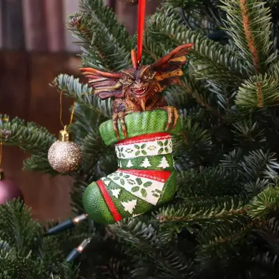 Figurine gremlins mohawk in stocking ornament